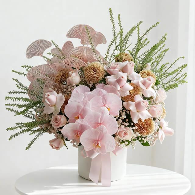 Bouquet bunga mawar dan anggrek pink, online florist terpercaya untuk hadiah istimewa