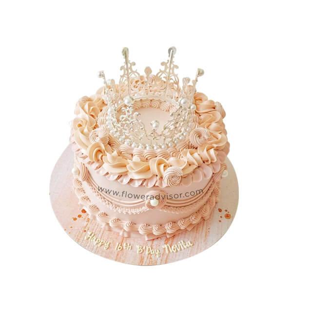 Kue ulang tahun mewah dengan mahkota, kirim dari online florist terpercaya