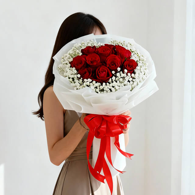 Jacqueline 10 mawar merah untuk hadiah Valentine suami