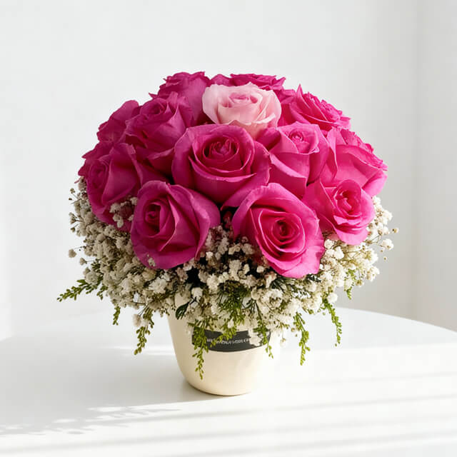Beautiful Blossoms - Pink Roses Vase Arrangement