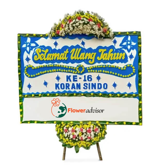 Birthday Board Blue (Papan Bunga Ucapan Ulang Tahun)