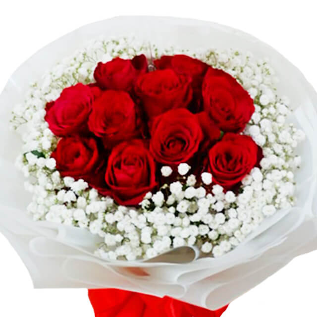 Elegant 10 Red Roses Bouquet - Jacqueline
