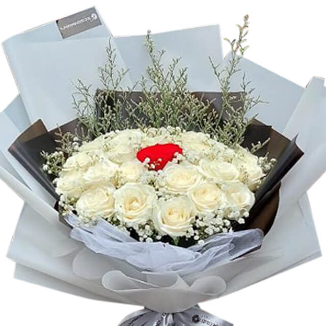 One Of A Kind Lover - White Roses Bouquet