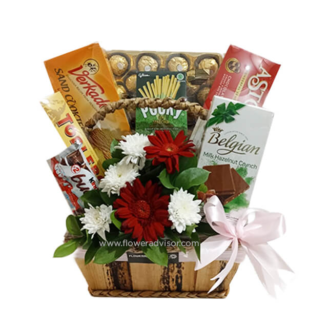 Hampers Cokelat dan Bunga - Beautiful Festive