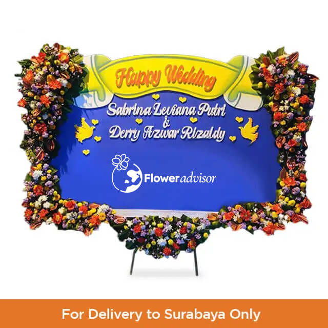 Bunga Papan Happy Wedding