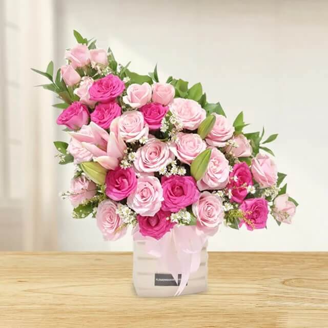 Pink Flume - Mixed Romantic Flower Basket