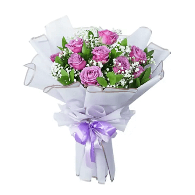 Rangkaian Elegan 3 Mawar Ungu - Wonder Regal Purple