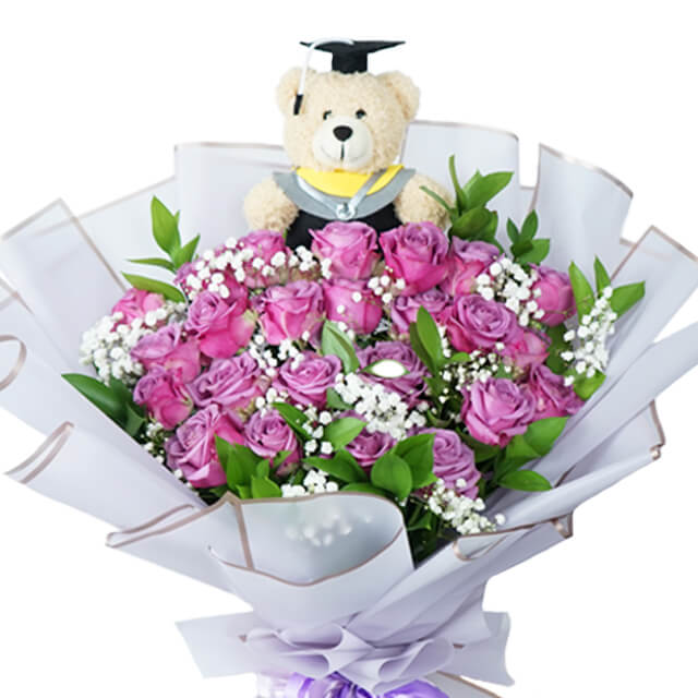 Mawar Ungu dan Teddy Bear - Wonder Teddy Arms