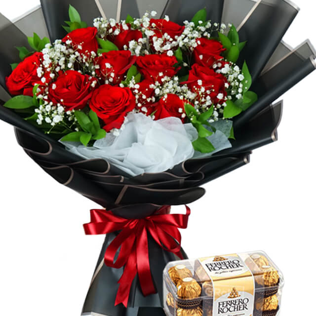 Red Rose Bouquet with Ferrero Rocher