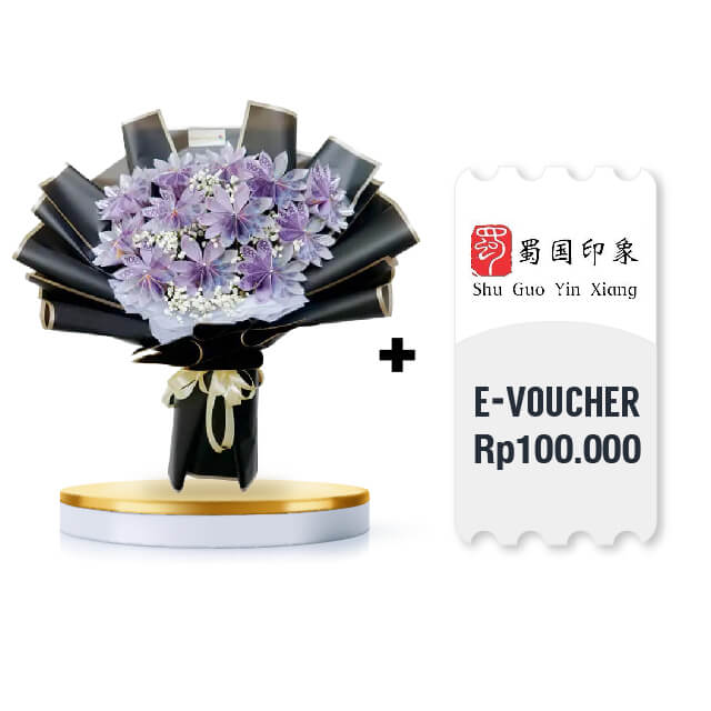 Cash Blooms Money Bouquet with E - voucher Shu Guo Yin Xiang