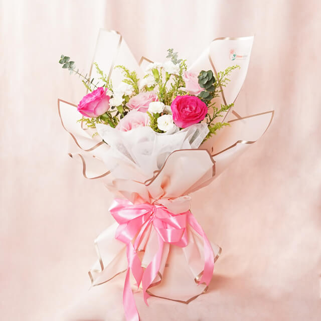 Pink Roses and Soft Pink Roses Bouquet - Serenity