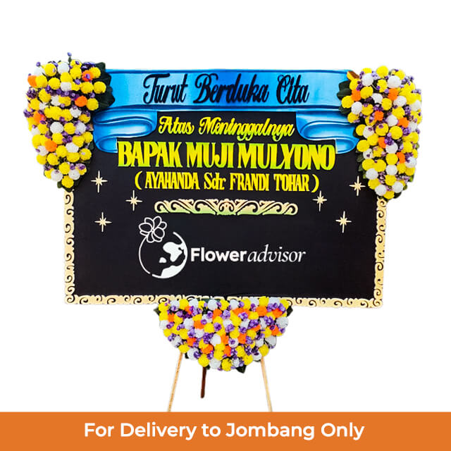 Papan Bunga Duka Cita Modern Hitam Biru