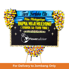 Papan Bunga Duka Cita Modern Hitam Biru