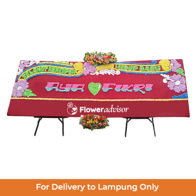 Papan Bunga Gandeng Pernikahan Nuansa Merah