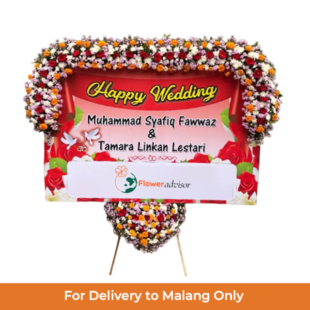 Papan Bunga Pernikahan Happy Wedding Lovely Flower
