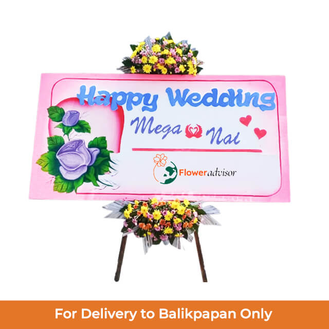 Papan Bunga Happy Wedding Pernikahan Simple