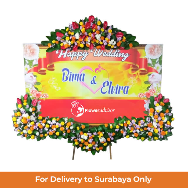 Papan Bunga Pernikahan Happy Wedding Forever United