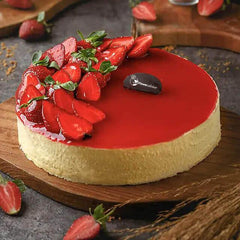 Kue keju dengan stroberi segar, layanan online florist terpercaya
