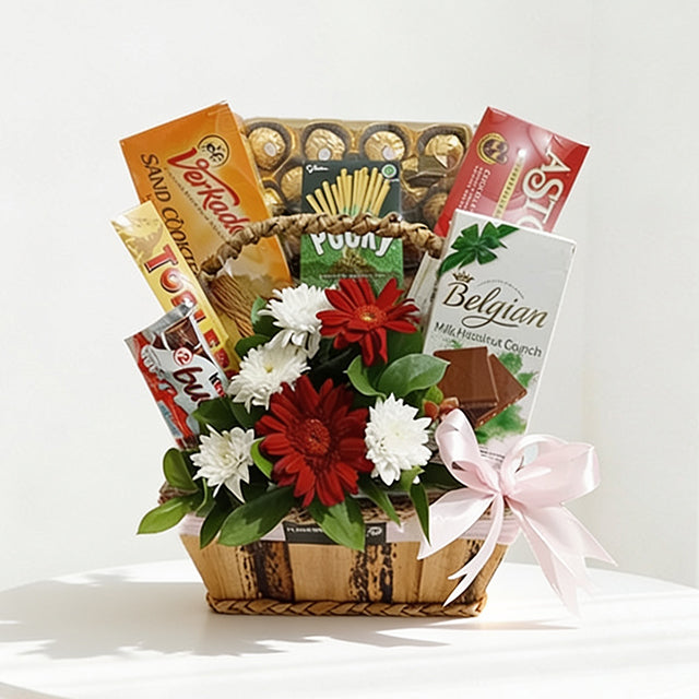 Hampers Cokelat dan Bunga - Beautiful Festive