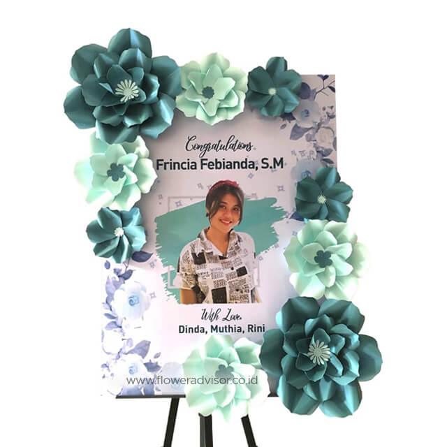 Bingkai bunga kertas elegan untuk ucapan selamat, layanan online florist terpercaya